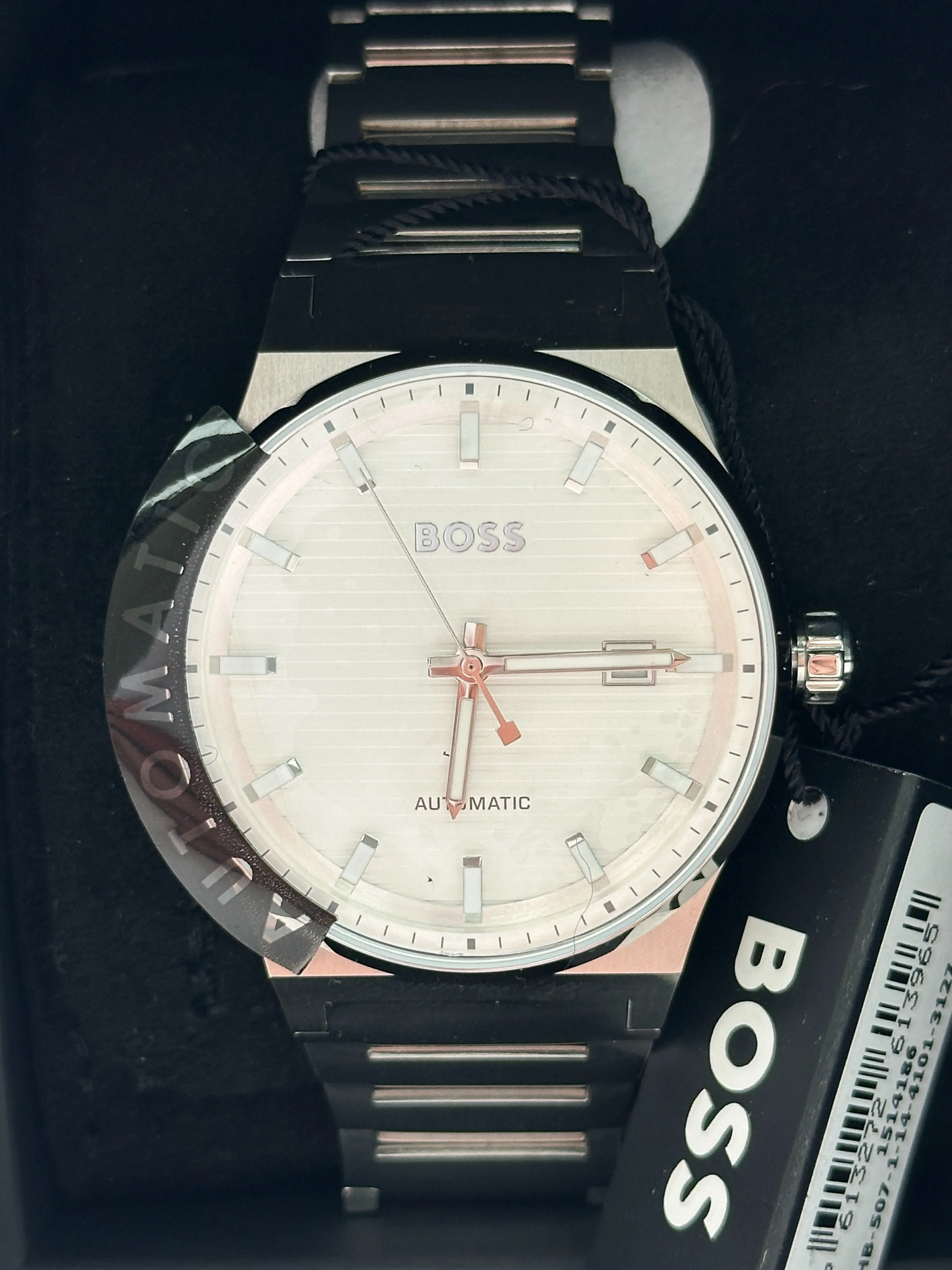 BOSS Candor Auto 41mm White Dial Bracelet Watch