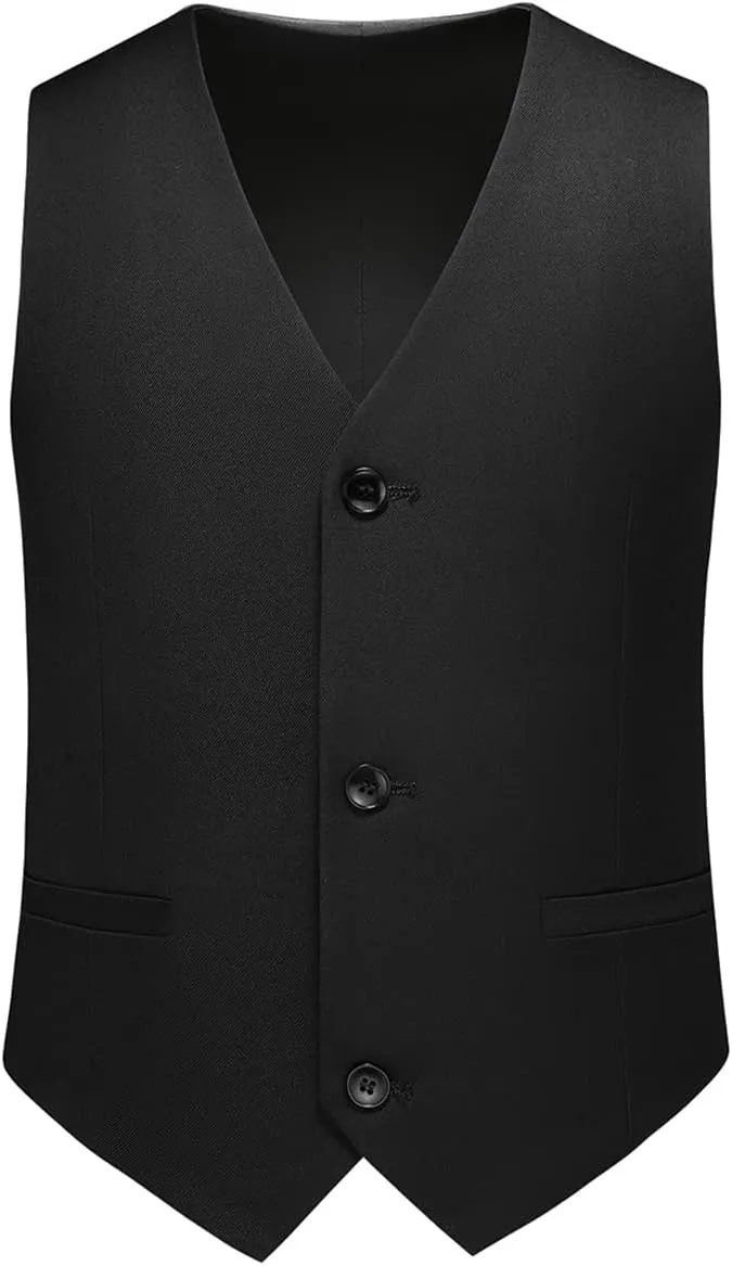 Boy Suits 2 Piece Slim Fit Formal Set with Vest Pants for Kids Wedding Ring Bearer Party Dresswear Outfit