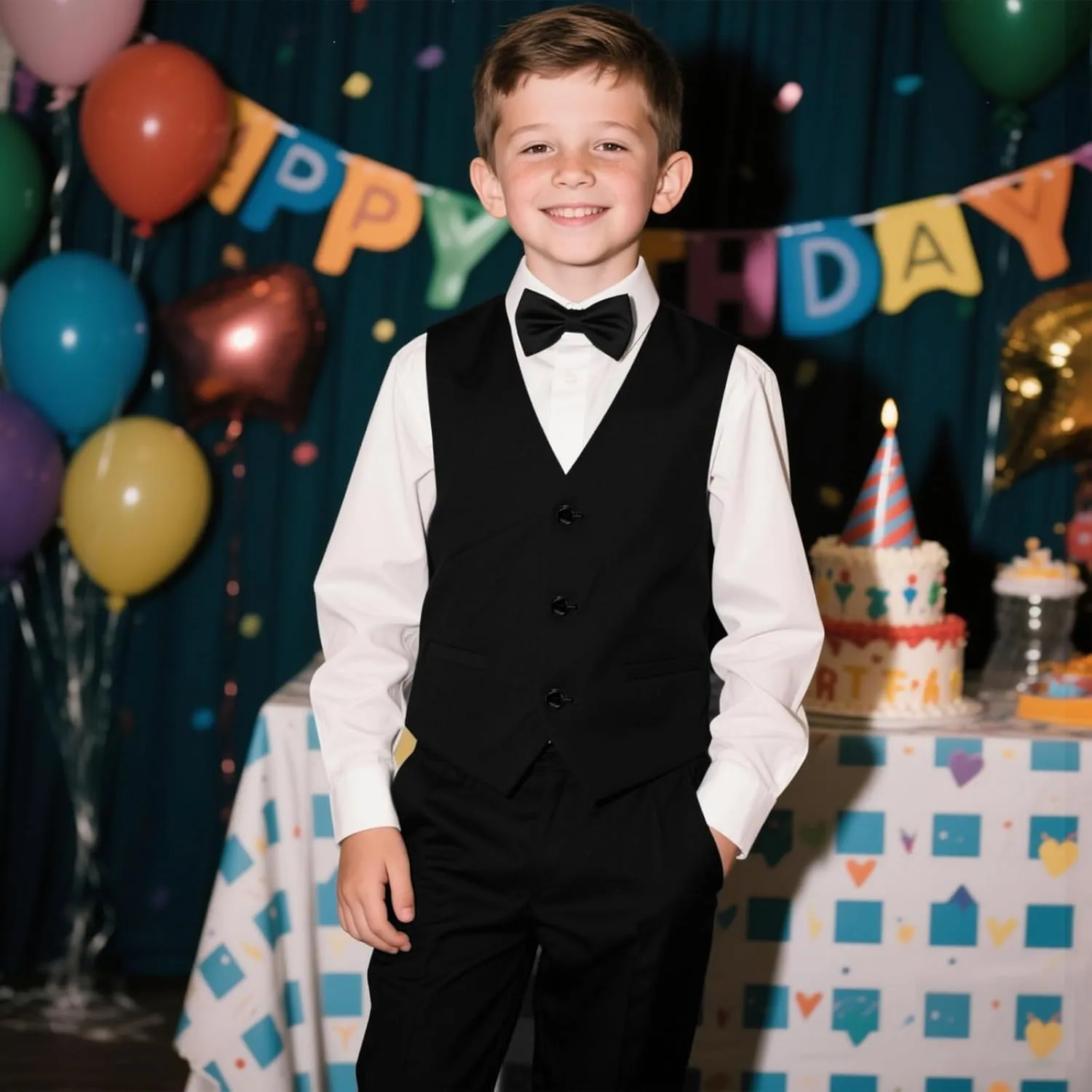 Boy Suits 2 Piece Slim Fit Formal Set with Vest Pants for Kids Wedding Ring Bearer Party Dresswear Outfit