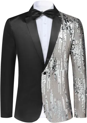Boyland Men's Tux Dress Blazer Gold Sequins Floral Suit Party Dinner Prom Slim Fit Stylish Blazer Sport Coat