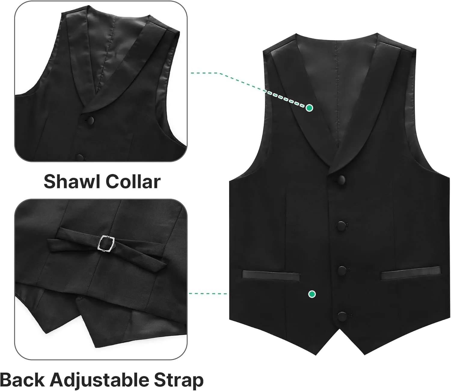 Boys Tuxedo Suit Set Slim Fit Sizes 4-18 Blazer Vest Pants 3 Piece Formal Wedding Outfit for Kids
