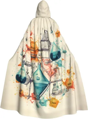 BREAUX Chemistry Print print Halloween Adult Hooded Cloak Cape for Parties Carnival Cosplay Costumes Stage Decorations