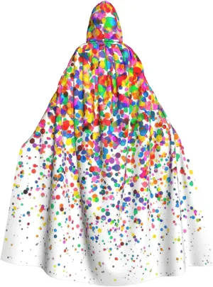 BREAUX Colored dots art print Halloween Adult Hooded Cloak Cape for Parties Carnival Cosplay Costumes Stage Decorations