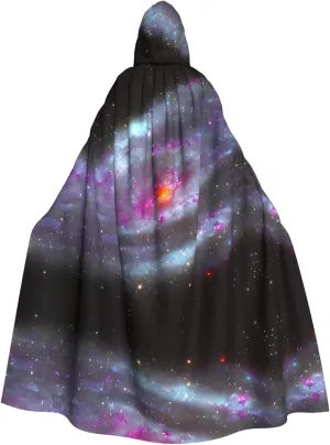 BREAUX Colorful galaxy print Halloween Adult Hooded Cloak Cape for Parties Carnival Cosplay Costumes Stage Decorations