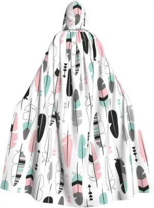 BREAUX feather print Halloween Adult Hooded Cloak Cape for Parties Carnival Cosplay Costumes Stage Decorations