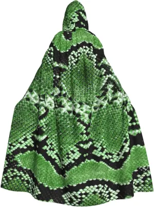 BREAUX Green Snakeskin print Halloween Adult Hooded Cloak Cape for Parties Carnival Cosplay Costumes Stage Decorations