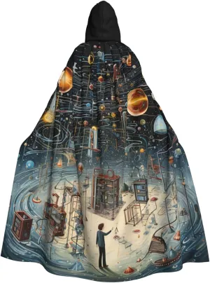 BREAUX Physics Print print Halloween Adult Hooded Cloak Cape for Parties Carnival Cosplay Costumes Stage Decorations