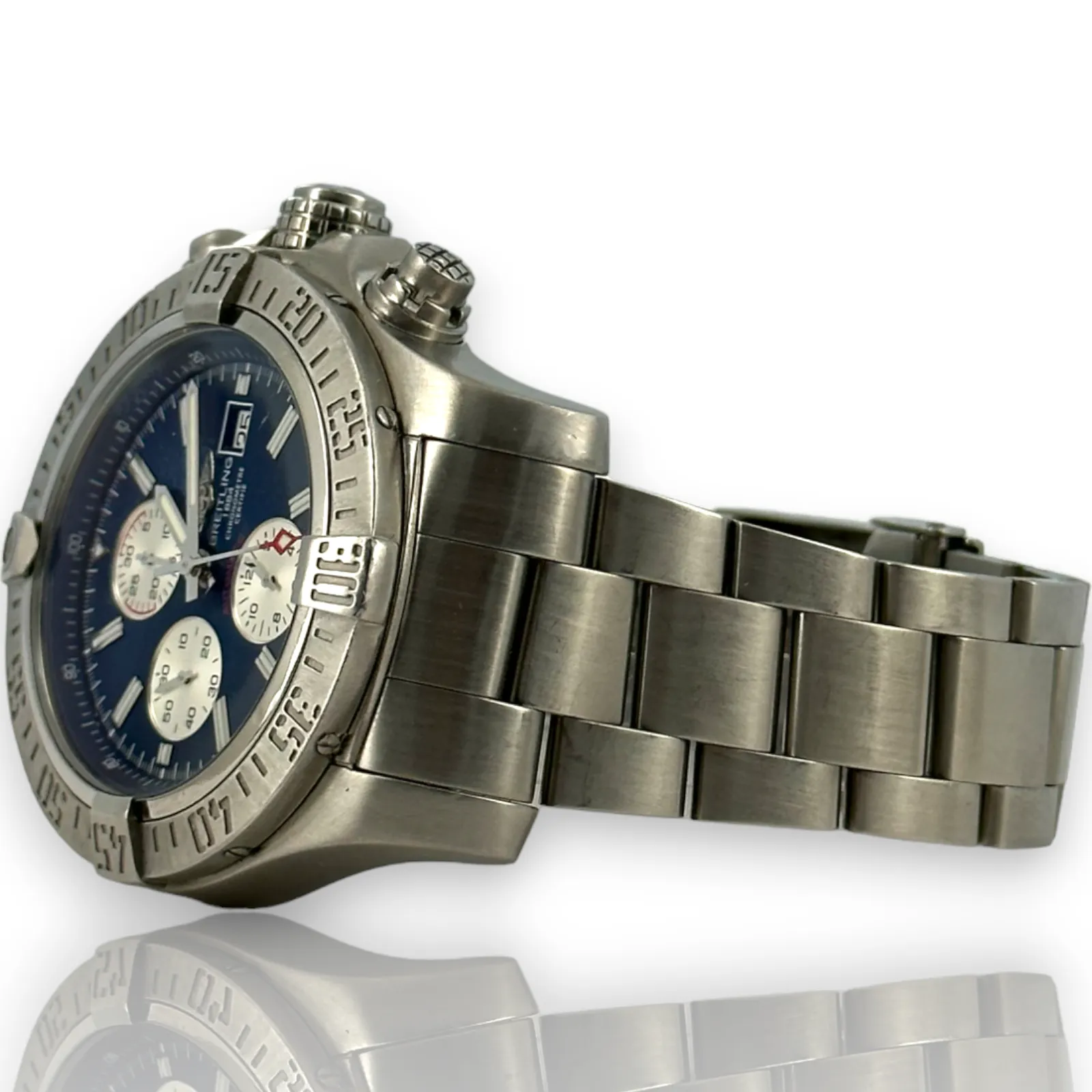Breitling Super Avenger II A13371 Blue Dial 48mm Chronograph Steel Watch