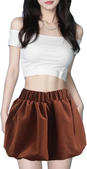 Bubble Mini Skirt Y2K Ruffle Short Skirts Pleated Puffy Balloon Skirt Streetwear