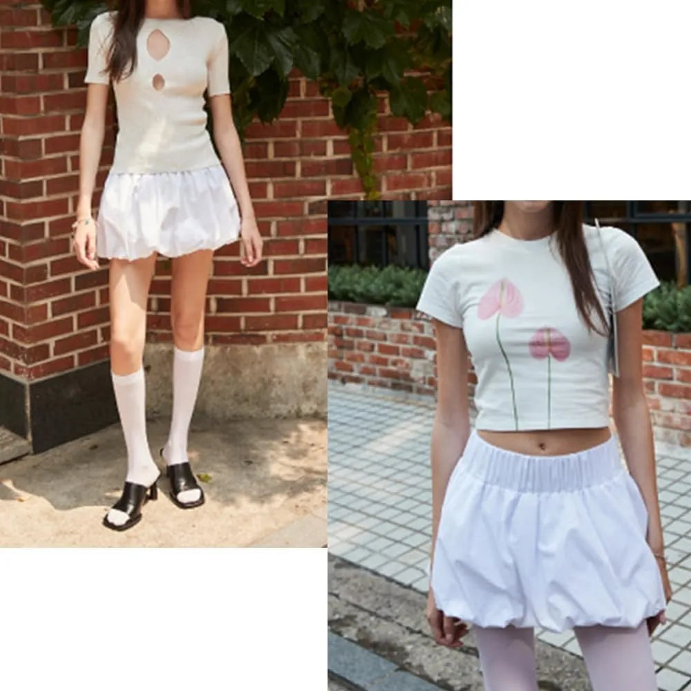 Bubble Mini Skirt Y2K Ruffle Short Skirts Pleated Puffy Balloon Skirt Streetwear