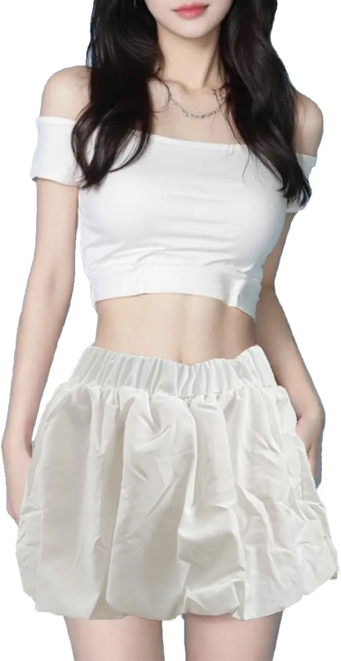Bubble Mini Skirt Y2K Ruffle Short Skirts Pleated Puffy Balloon Skirt Streetwear