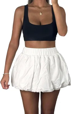 Bubble Mini Skirt Y2K Ruffle Short Skirts Pleated Puffy Balloon Skirt Streetwear