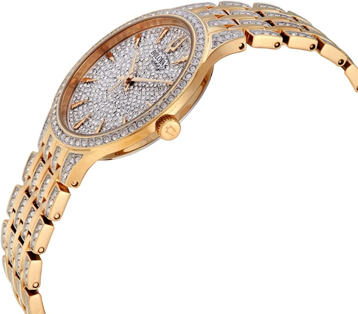 Bulova Crystal Pave 3-Hand Quartz Slim Case Watch