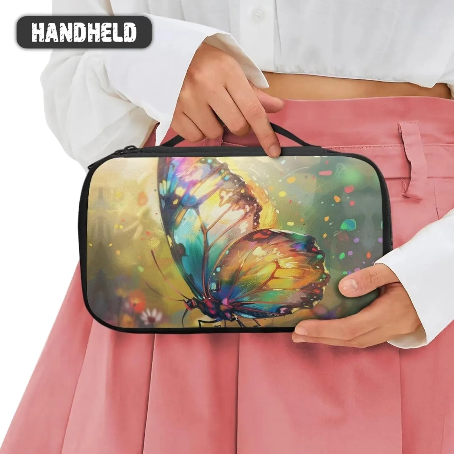 Butterfly Large Capacity Travel Cosmetic Bag Womens Adults Makeup Storage Bag Makeup Organizer Travel Bag Multipurpose Gift for Wives,Ladies and Girls or That Special Person In Your Life