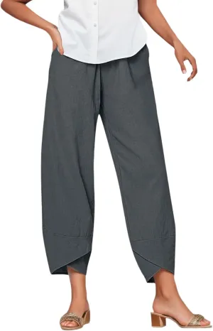 Capri Pants for Women Palazzo Lounge Pants Wide Leg Printed Cropped Bottoms Baggy Trousers Sweatpants with Pockets