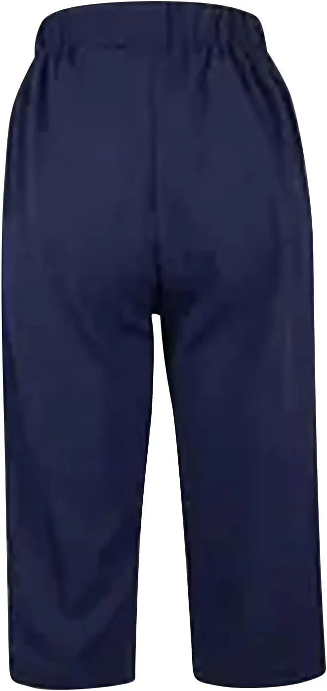 Capri Pants for Women Straight Wide Leg High Waist Linen Summer Clothing Lightweight Baggy Trousers