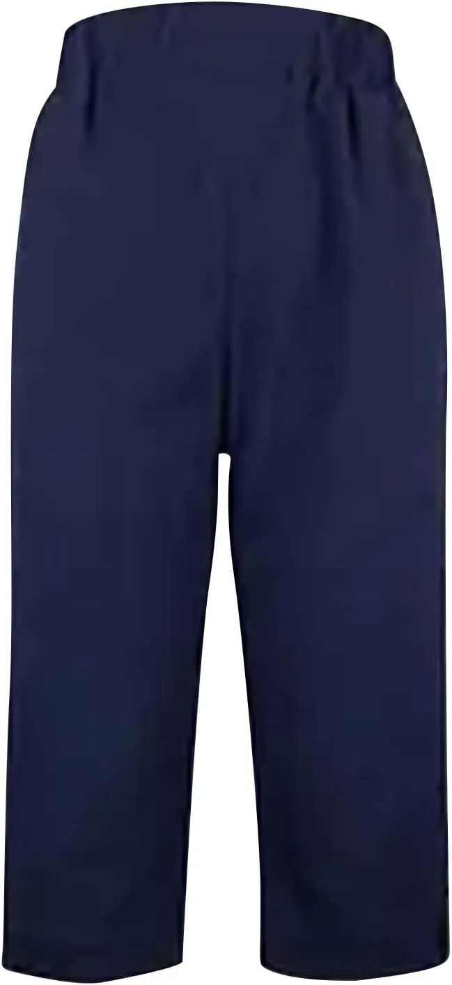 Capri Pants for Women Straight Wide Leg High Waist Linen Summer Clothing Lightweight Baggy Trousers