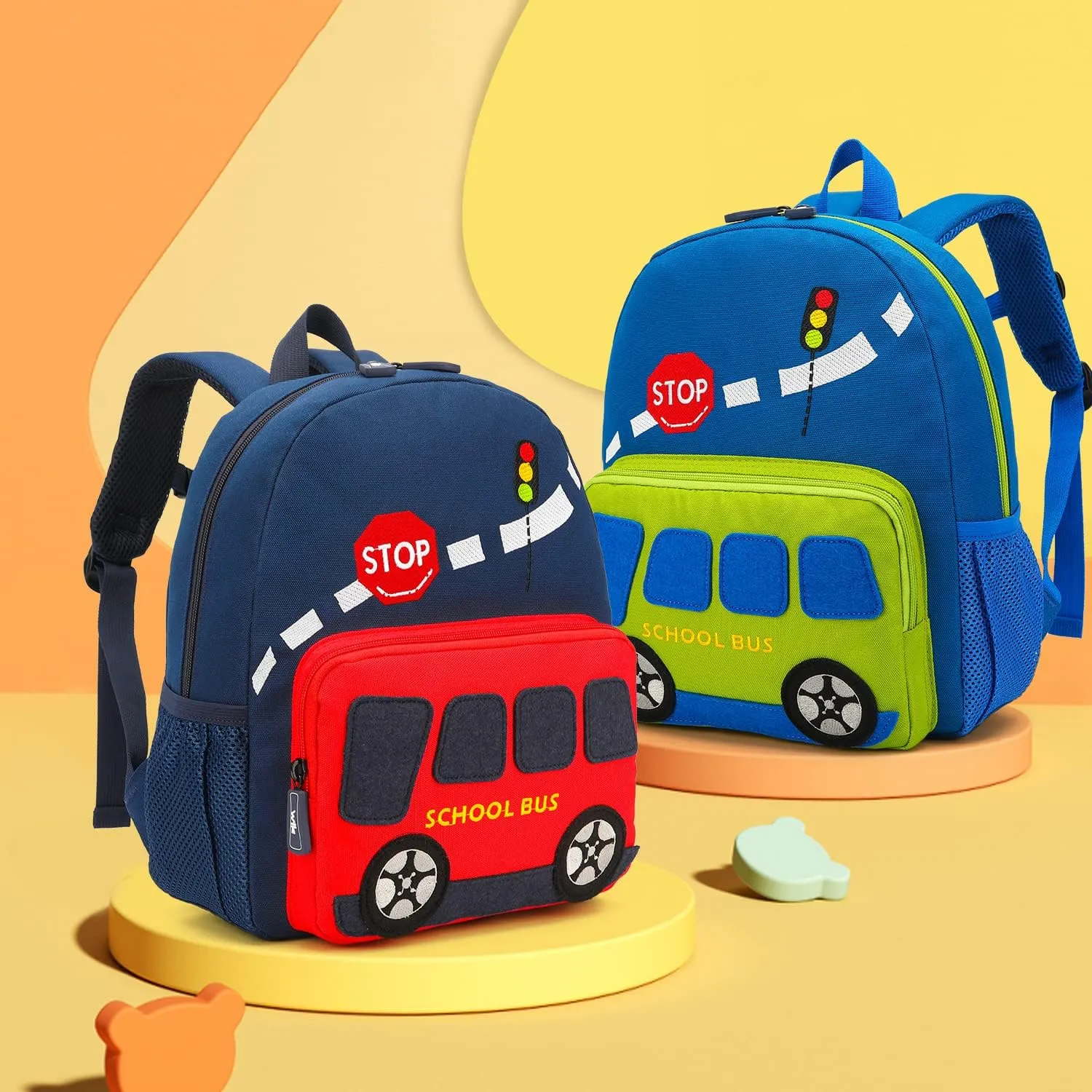 Car Dinosaur Kids Toddler Backpack for Boys and Girls Children Waterproof Preschool Bag(Red Scool Bus)