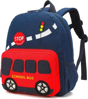 Car Dinosaur Kids Toddler Backpack for Boys and Girls Children Waterproof Preschool Bag(Red Scool Bus)