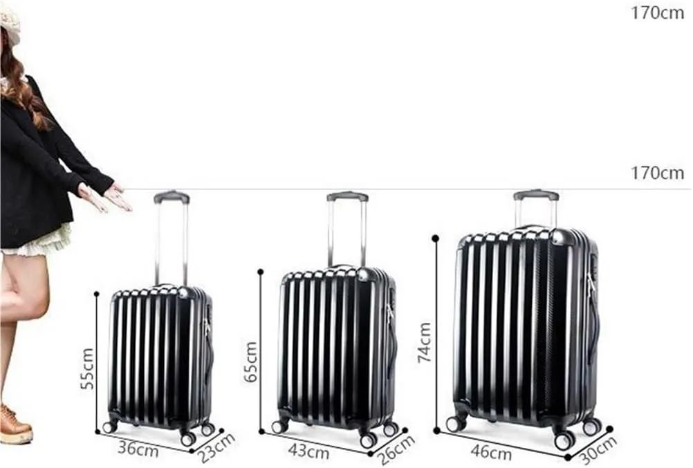 Carry-on Suitcase Luggage Luggage ABS 3 Piece Set With Lock Spinner 20in 24in 28in,Lightweight Luggages For Travel Carry-on Suitcases Carry On Luggages (Color : Black, Size : 20 24 28inch)
