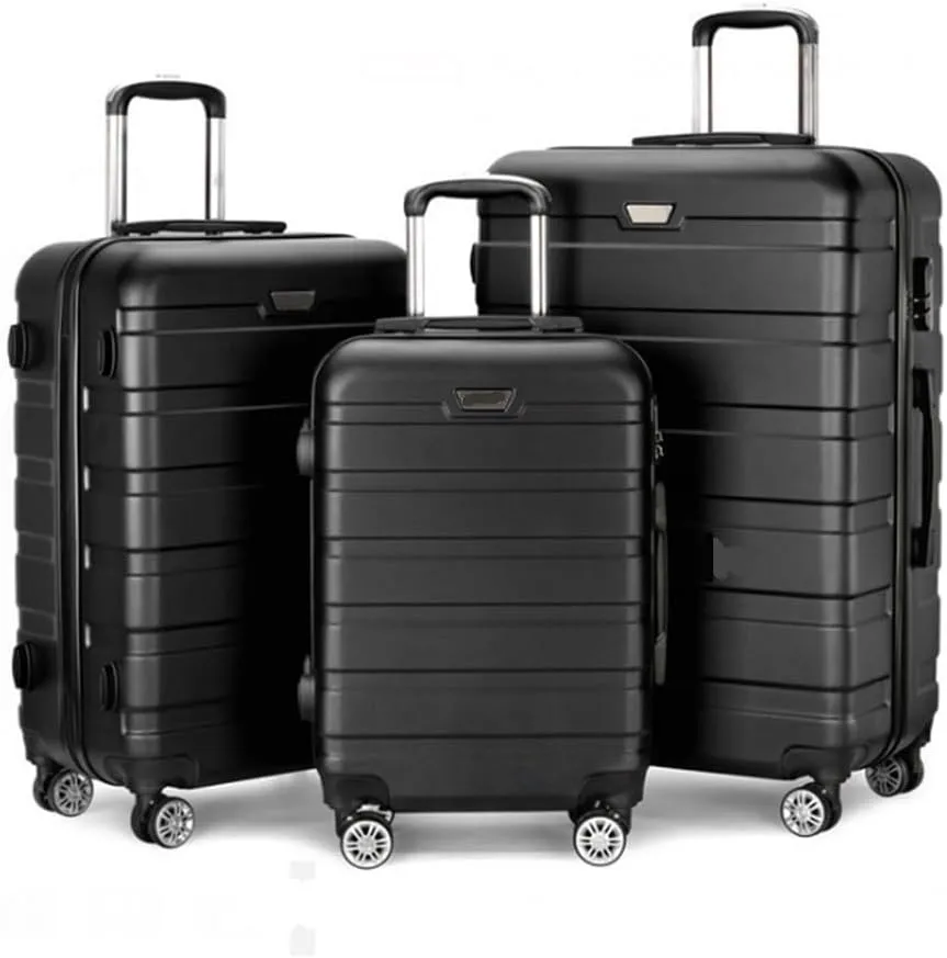 Carry-on Suitcase Luggage Luggage ABS 3 Piece Set With Lock Spinner 20in 24in 28in,Lightweight Luggages For Travel Carry-on Suitcases Carry On Luggages (Color : Black, Size : 20 24 28inch)