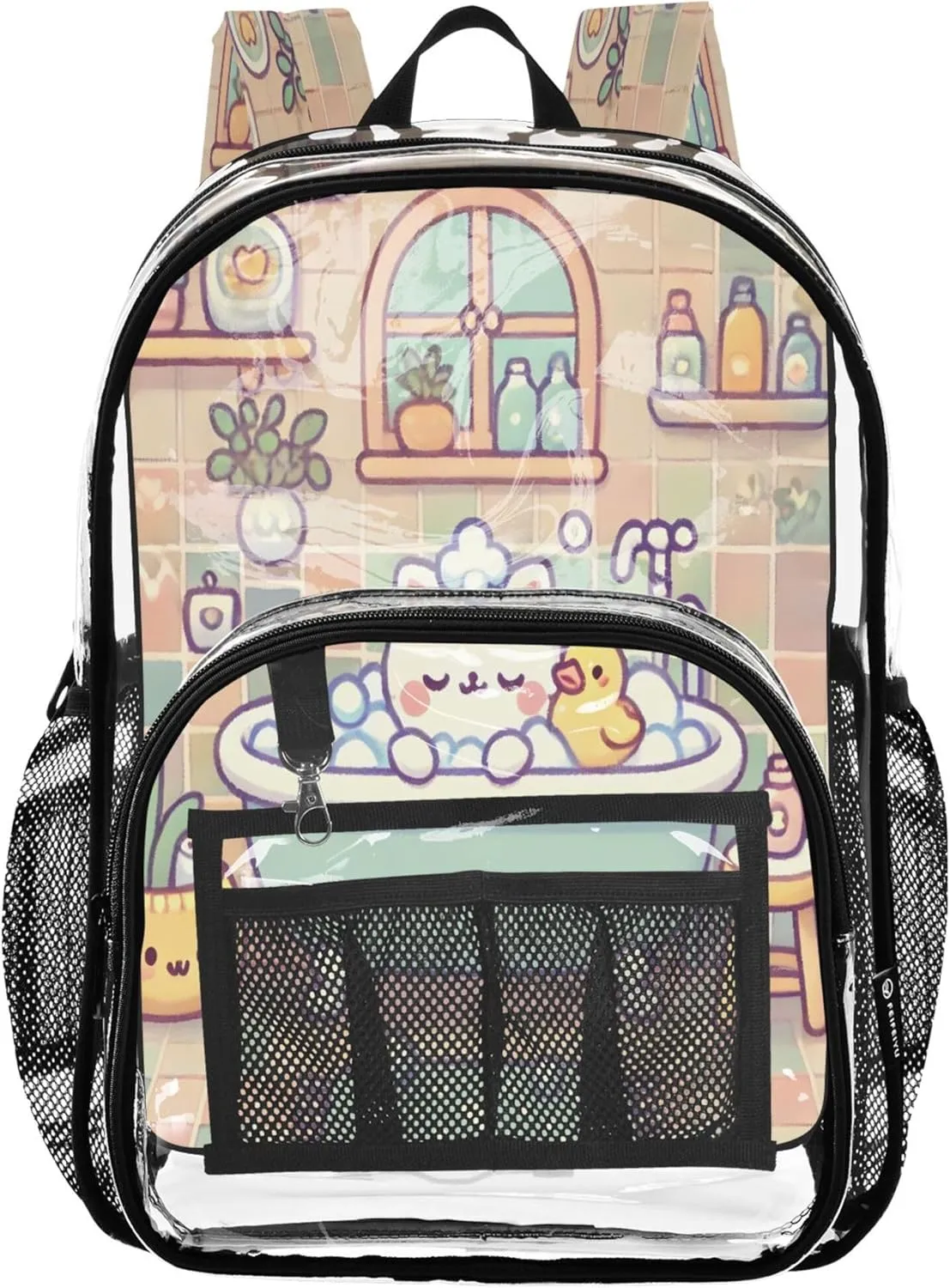 Cartoon Bath Pink Kids Bag, Large Clear Bag, Backpack Bag