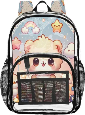 Cartoon Bear Pink Bag for Girls, Clear Plastic Bag, See through Bag, See through Backpack