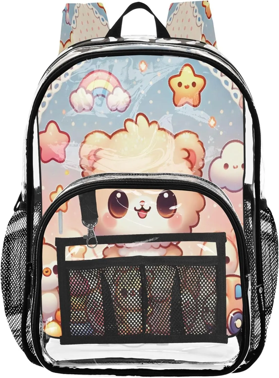 Cartoon Bear Pink Bag for Girls, Clear Plastic Bag, See through Bag, See through Backpack