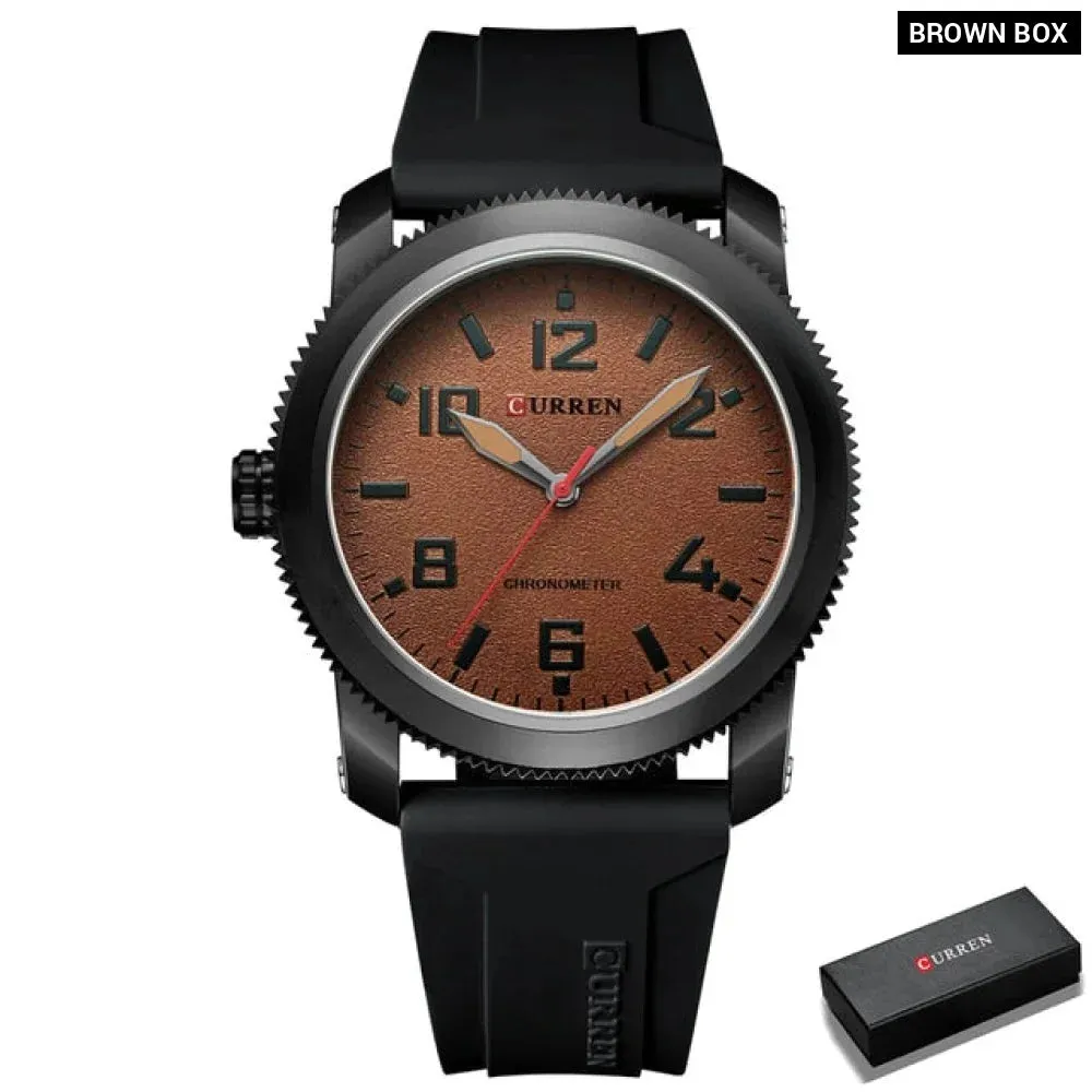 Casual Watches and Stylish Silicone Strap Case with Gears Design Quartz Wristwatch for Men