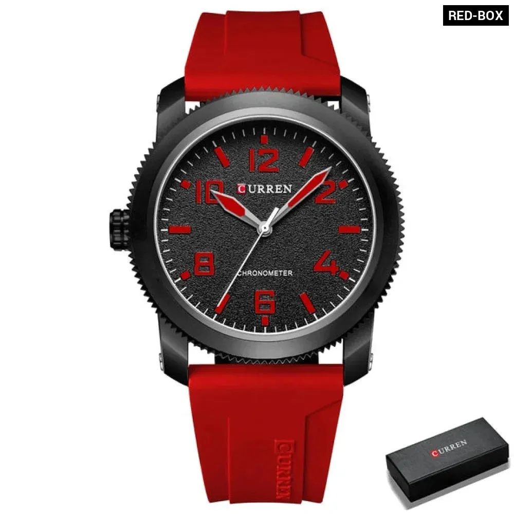 Casual Watches and Stylish Silicone Strap Case with Gears Design Quartz Wristwatch for Men