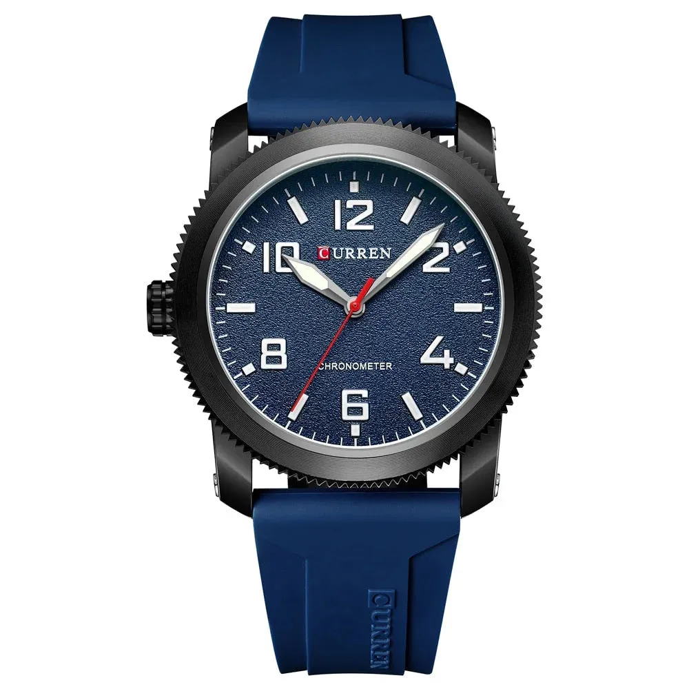Casual Watches and Stylish Silicone Strap Case with Gears Design Quartz Wristwatch for Men
