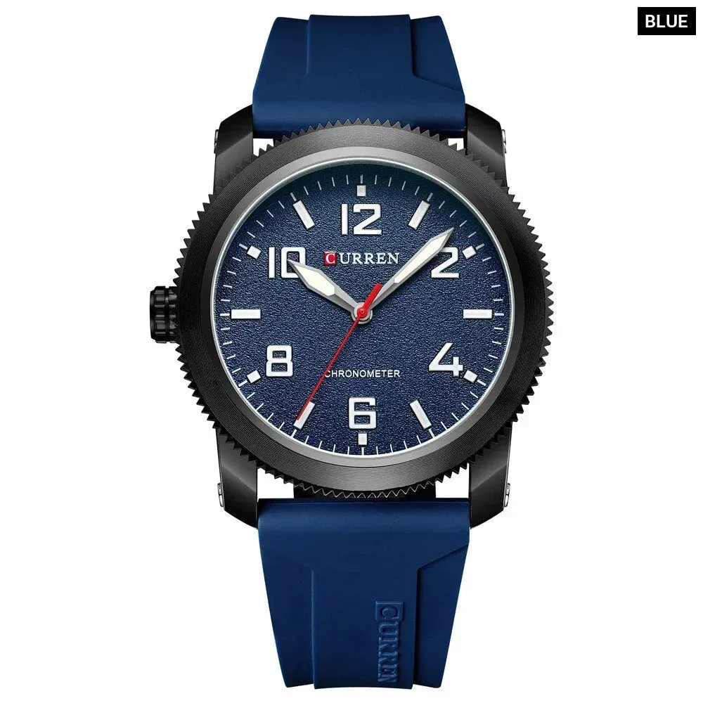 Casual Watches and Stylish Silicone Strap Case with Gears Design Quartz Wristwatch for Men