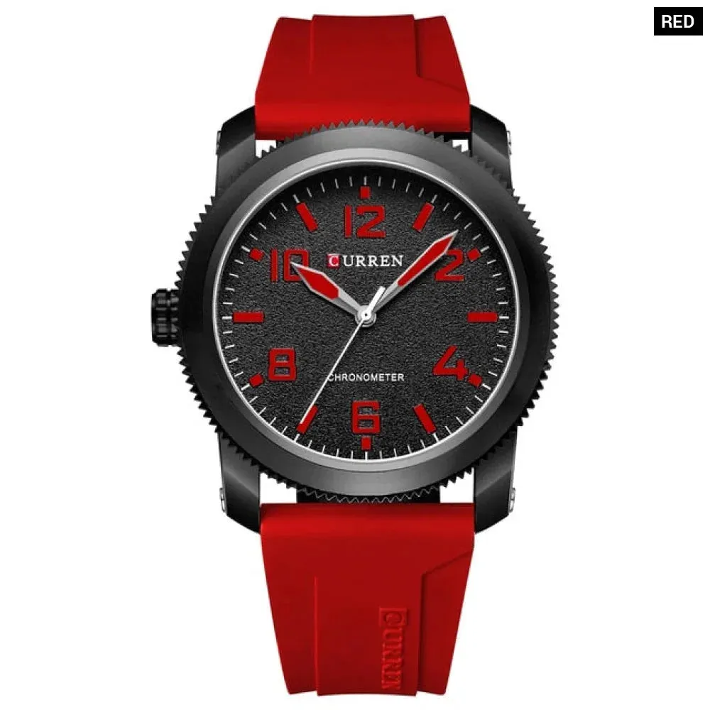Casual Watches and Stylish Silicone Strap Case with Gears Design Quartz Wristwatch for Men