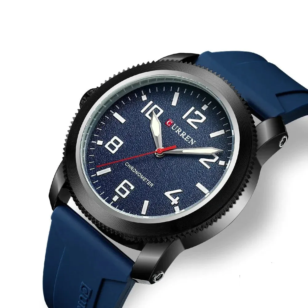 Casual Watches and Stylish Silicone Strap Case with Gears Design Quartz Wristwatch for Men