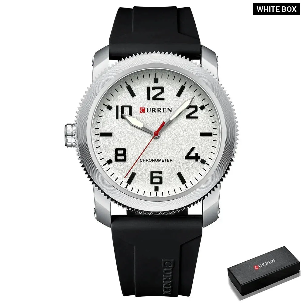 Casual Watches and Stylish Silicone Strap Case with Gears Design Quartz Wristwatch for Men