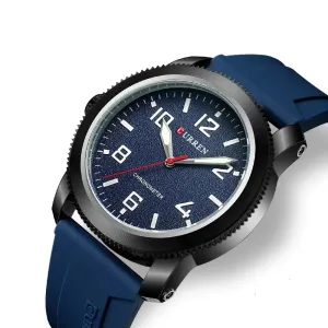 Casual Watches and Stylish Silicone Strap Case with Gears Design Quartz Wristwatch for Men
