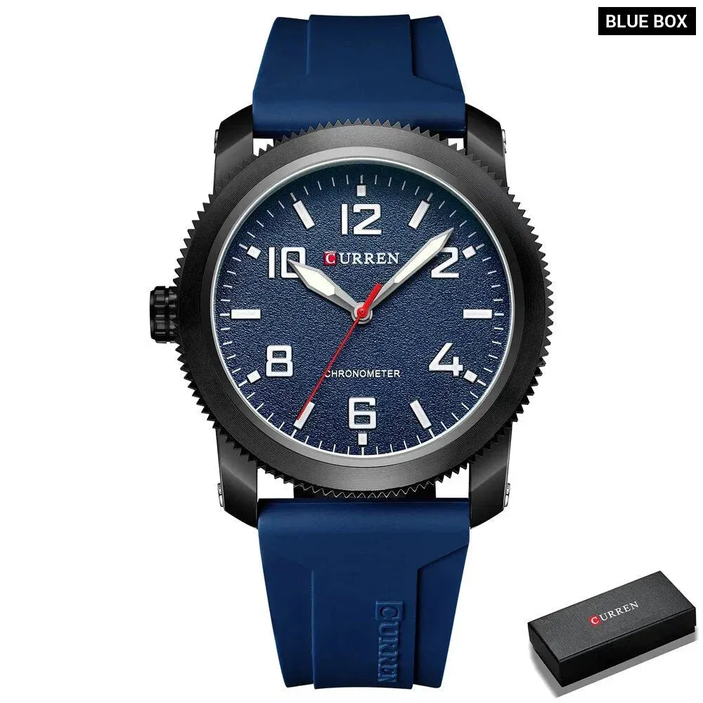 Casual Watches and Stylish Silicone Strap Case with Gears Design Quartz Wristwatch for Men