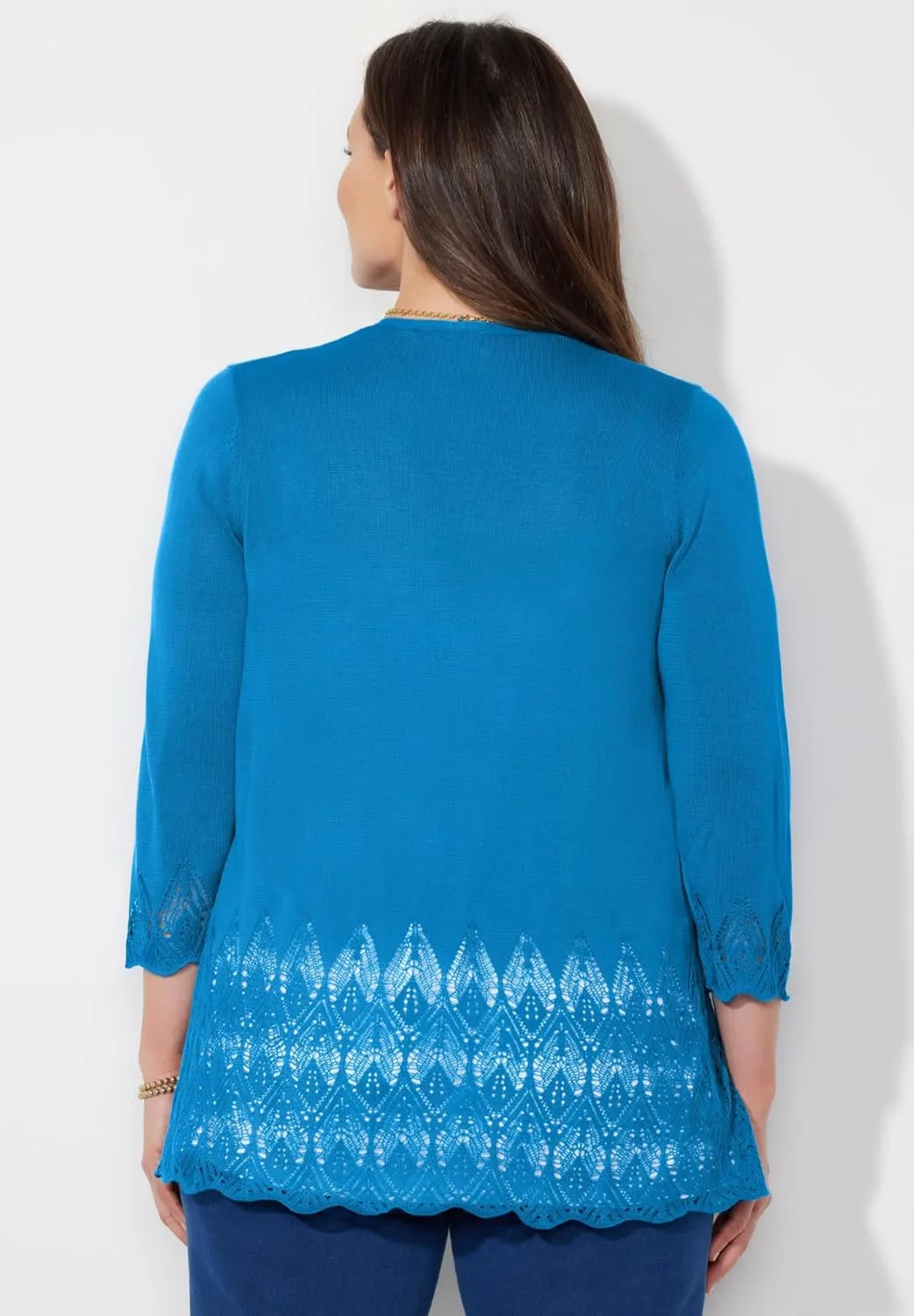 Catherines Women's Plus Size Pointelle Chevron Cardigan