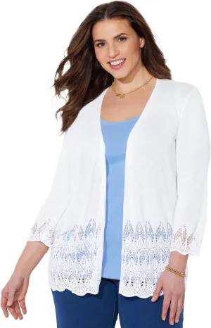 Catherines Women's Plus Size Pointelle Chevron Cardigan
