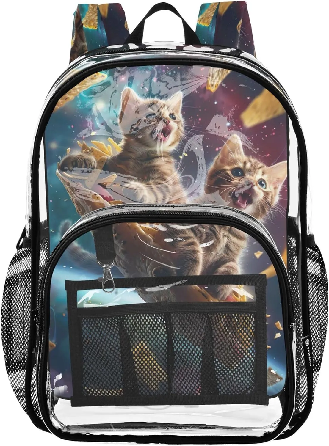 Cats Taco Spaceship Backpacks, Transparent Plastic Bag, Backpack Clear, Little Kid Backpack