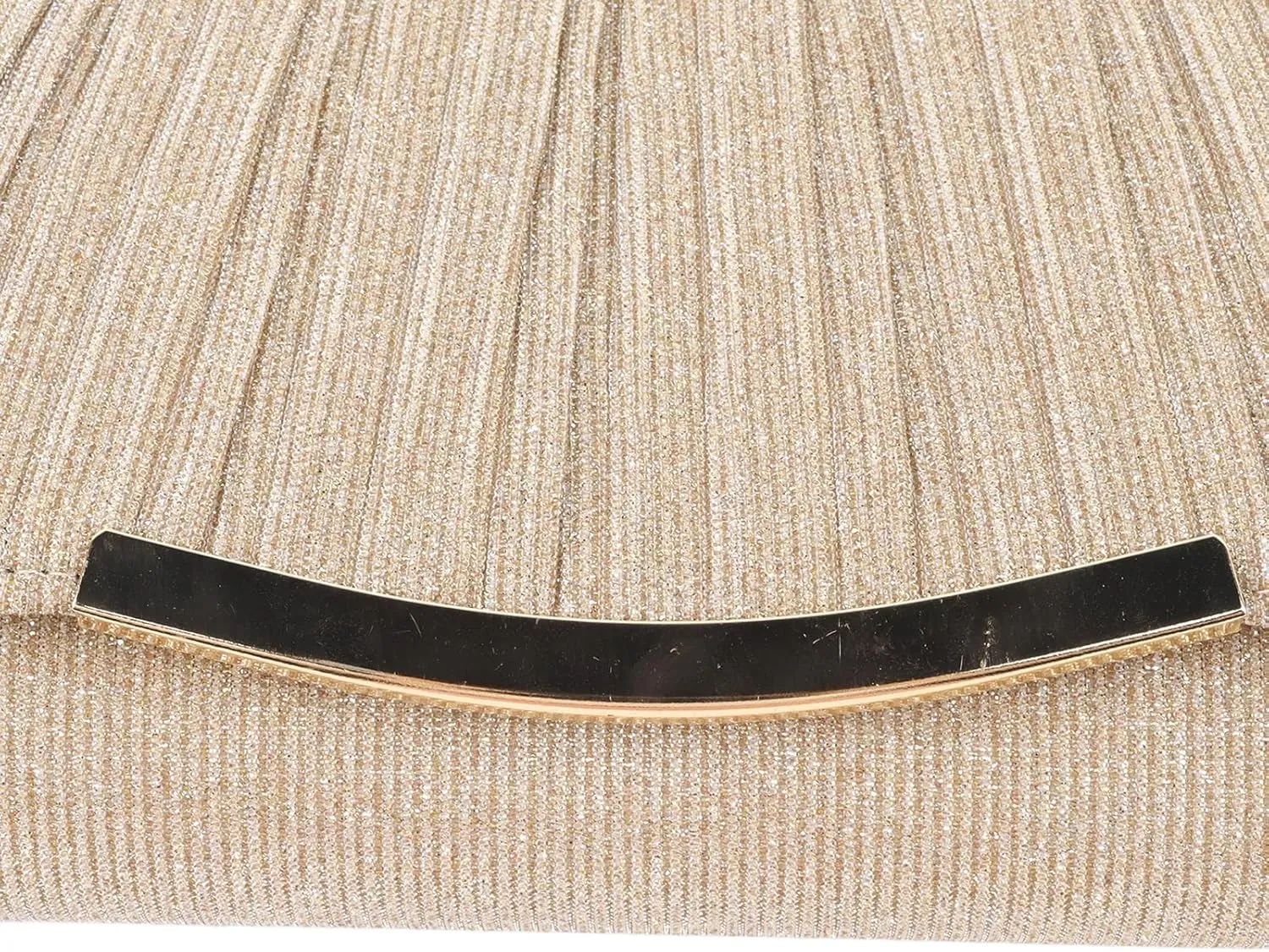 Champagne Clutch Purse Shiny Pleated Women Shoulder Bag Elegant Lock Buckle Evening Bag Chain Messenger Bag