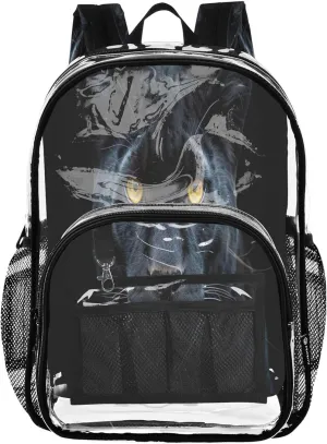 CHIFIGNO Black Leopard Girls Bag, Clear Plastic Bag, Clear Backpacks for School, Backpack Girl
