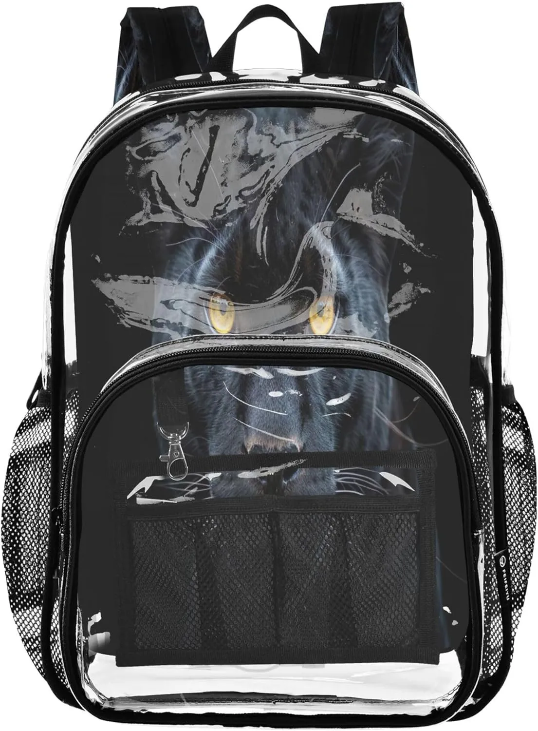 CHIFIGNO Black Leopard Girls Bag, Clear Plastic Bag, Clear Backpacks for School, Backpack Girl