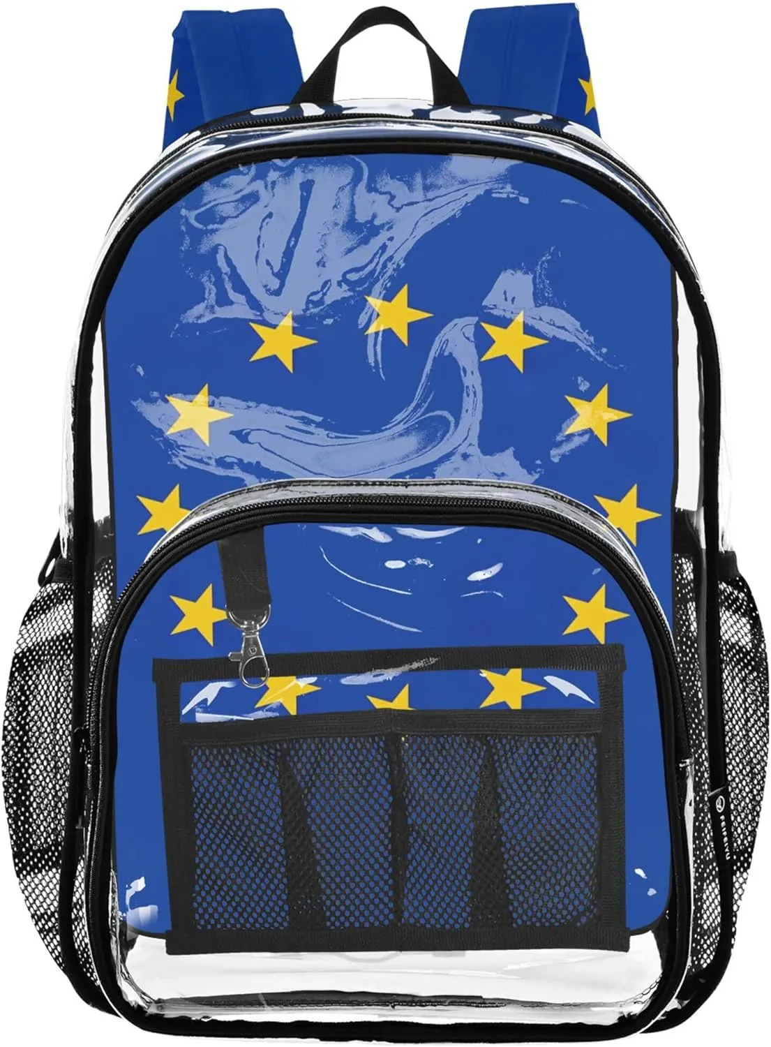CHIFIGNO Europe Flag Girl School Backpack, Clear Plastic Bag, School Bags for Girls, Backpack Clear
