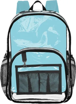 CHIFIGNO Plain Powder Blue Solid Color Backpack School, Transparent Plastic Bag, Backpack Clear, Backpack for Kids 8-12