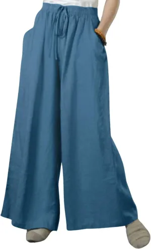 chouyatou Women's 2024 Summer Baggy Wide Leg Linen Pants High Waisted Casual Beach Palazzo Trousers