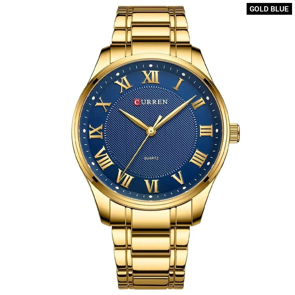 Classic Casual Watch for Men with Stainless Steel Band Quartz Wristwatches with Rome Numbers for Business Man