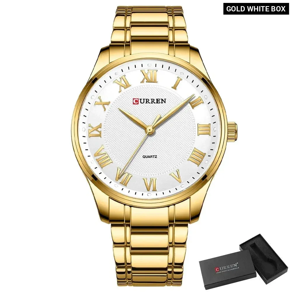 Classic Casual Watch for Men with Stainless Steel Band Quartz Wristwatches with Rome Numbers for Business Man