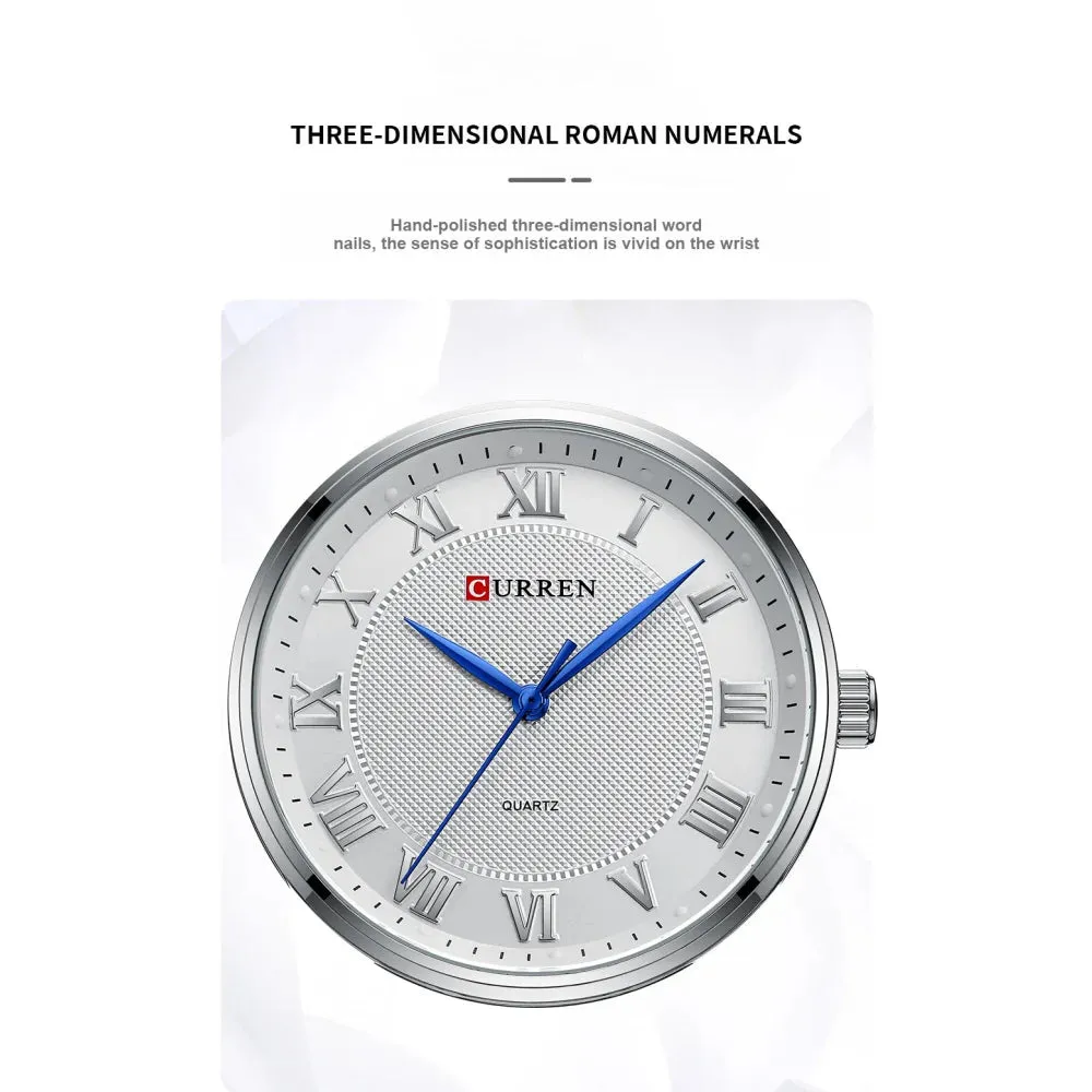 Classic Casual Watch for Men with Stainless Steel Band Quartz Wristwatches with Rome Numbers for Business Man