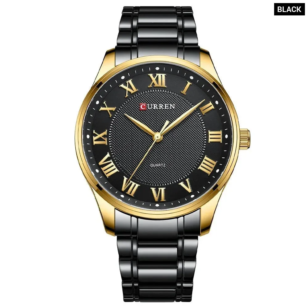 Classic Casual Watch for Men with Stainless Steel Band Quartz Wristwatches with Rome Numbers for Business Man